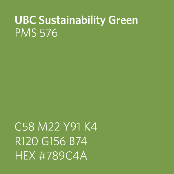 UBC Sustainability Green PMS 576 Swatch HEX#789C4A