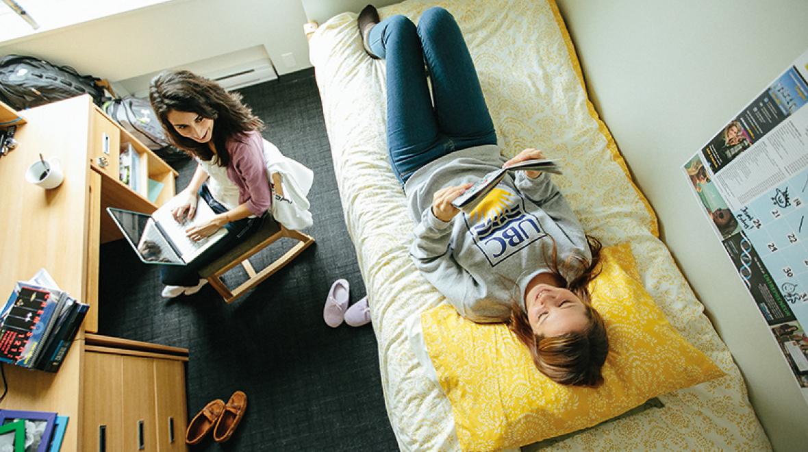 Two students in a room at residence